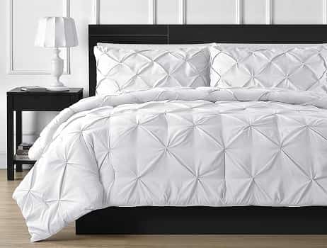 Comfy Bedding 3-Piece Pinch Pleat White Comforter Set All Season