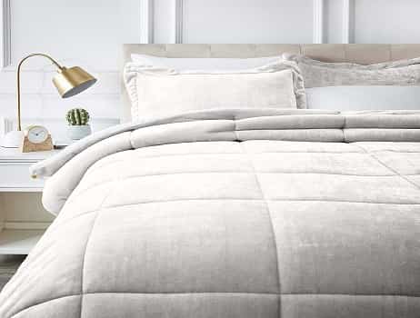 Ultra-Soft Micro mink Sherpa White Comforter Bed Set